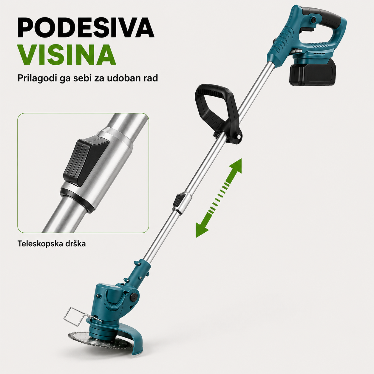 BEŽIČNI TRIMER ZA KOŠENJE TRAVE SA DVE BATERIJE